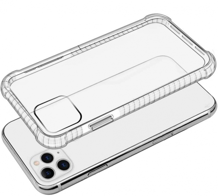 Husa pentru iPhone 12 / 12 PRO, Hybrid Antisoc, carcasa spate PC transparenta cu Bumper, Alb [6]