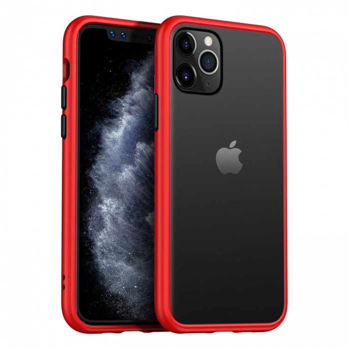 Husa pentru IPhone 12 / 12 PRO, MobileSmart , Hybrid ultra slim, carcasa spate Antisoc, hardcase, Rosu [1]