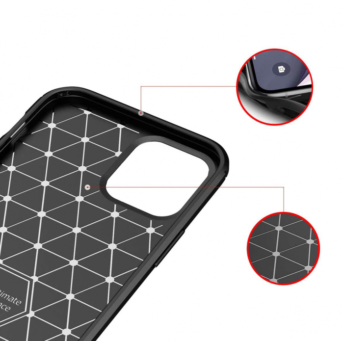 Husa pentru IPhone 12 MINI, fibra de carbon, Slim Antisoc, carcasa spate, Focus, Negru [8]
