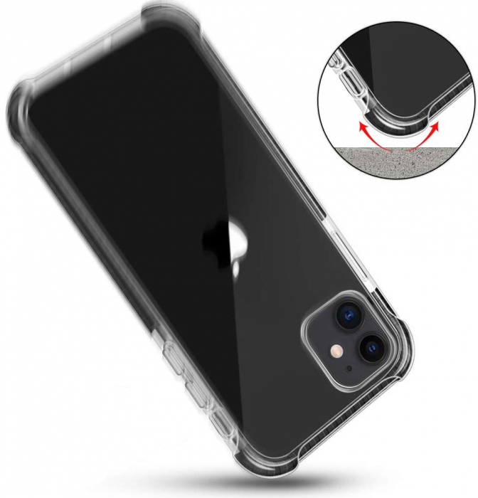 Husa pentru iPhone 12 MINI, Hybrid Antisoc, carcasa spate PC transparenta cu Bumper, Negru [6]