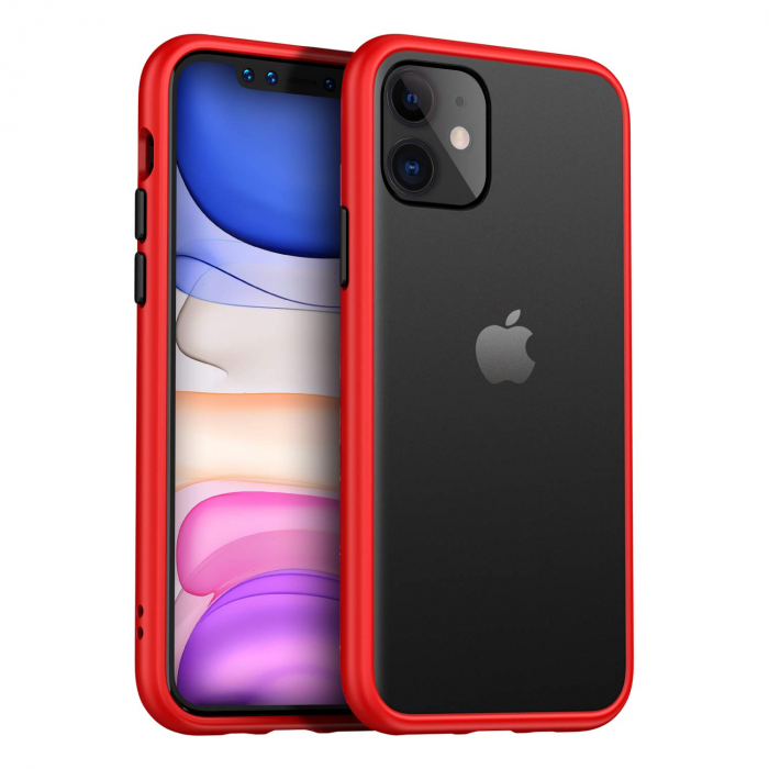 Husa pentru IPhone 12 MINI, MobileSmart , Hybrid ultra slim, carcasa spate Antisoc, hardcase, Rosu [1]