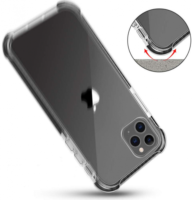Husa pentru iPhone 12 PRO MAX, Hybrid Antisoc, carcasa spate PC transparenta cu Bumper, Negru [3]