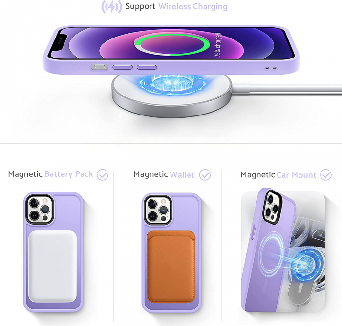 Husa pentru IPhone 13 PRO MAX MagSafe, ultra slim, Antisoc, Purple [5]