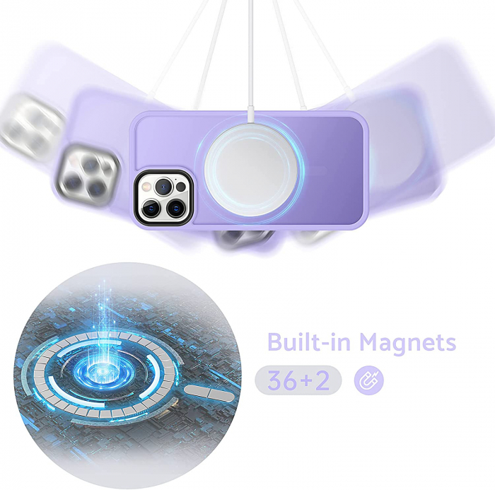 Husa pentru IPhone 13 PRO MAX MagSafe, ultra slim, Antisoc, Purple [4]