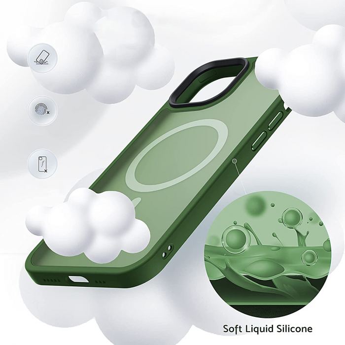 Husa pentru IPhone 13 PRO MAX MagSafe, ultra slim, Antisoc, Verde [2]