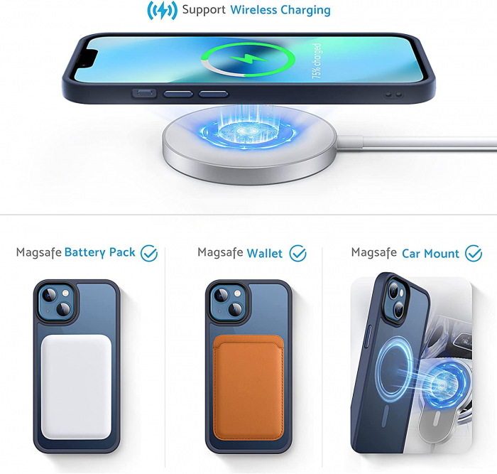 Husă pentru iPhone 14 PLUS MagSafe, ultra slim, Antișoc, Blue [4]