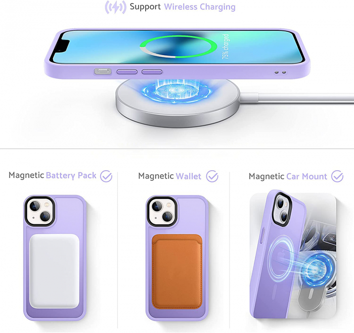 Husă pentru iPhone 14 PLUS MagSafe, ultra slim, Antișoc, Purple [4]