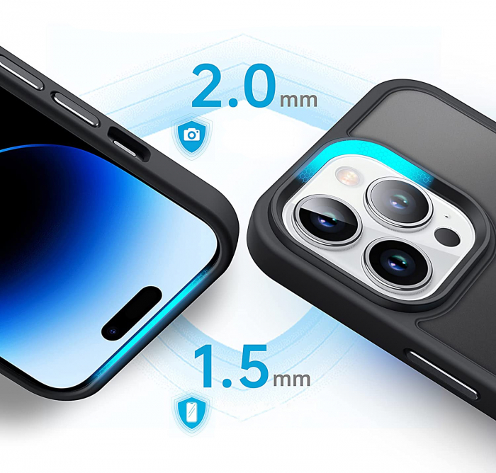 Husă pentru IPhone 14 PRO MAX MagSafe, ultra slim, Antișoc, Negru [2]