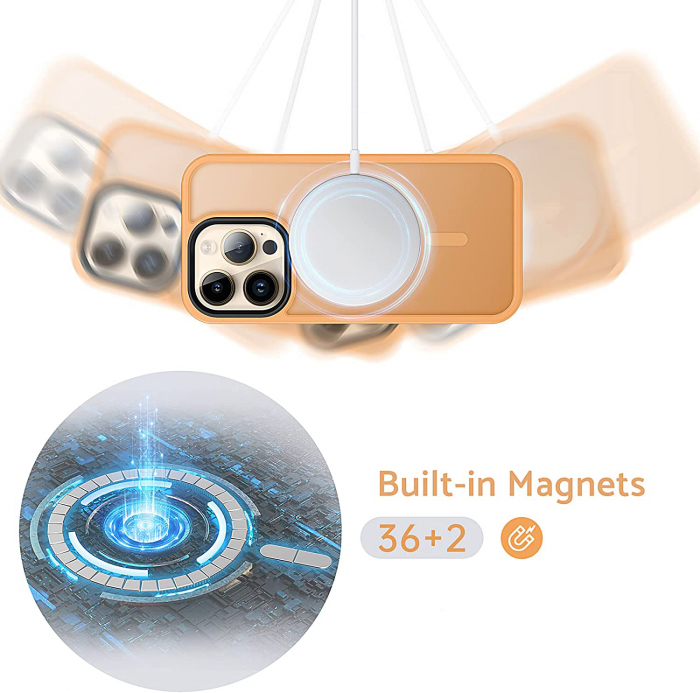 Husă pentru IPhone 14 PRO MAX MagSafe, ultra slim, Antișoc, Orange [4]