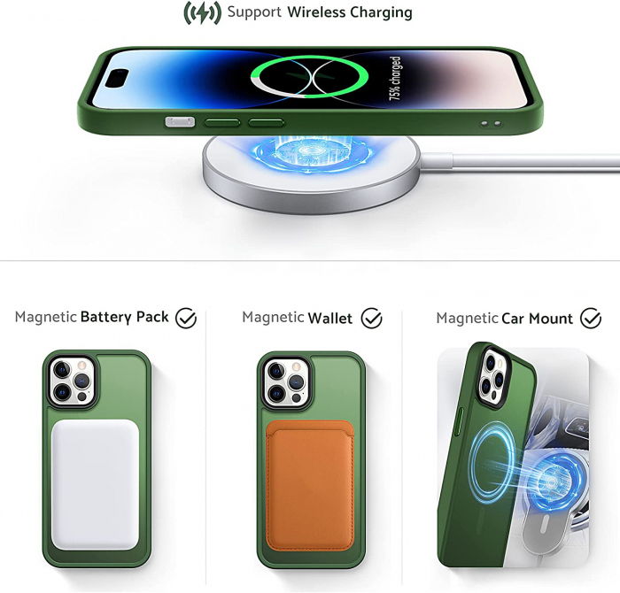 Husă pentru IPhone 14 PRO MAX MagSafe, ultra slim, Antișoc, Verde [5]