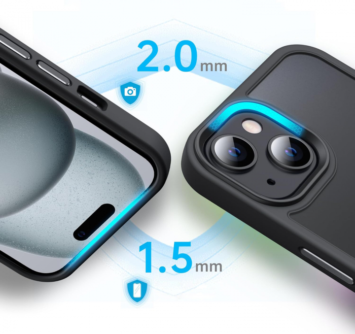 Husă pentru IPhone 15, MagSafe, ultra slim, Antișoc, Negru [2]