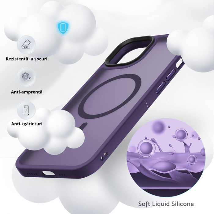 Husă pentru IPhone 15, MagSafe, ultra slim, Antișoc, Purple [6]