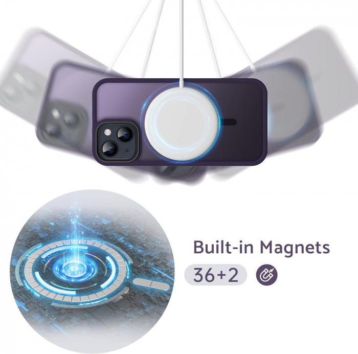Husă pentru IPhone 15, MagSafe, ultra slim, Antișoc, Purple [5]