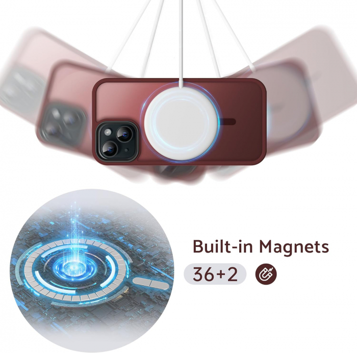 Husă pentru IPhone 15, MagSafe, ultra slim, Antișoc, Wine Red [5]