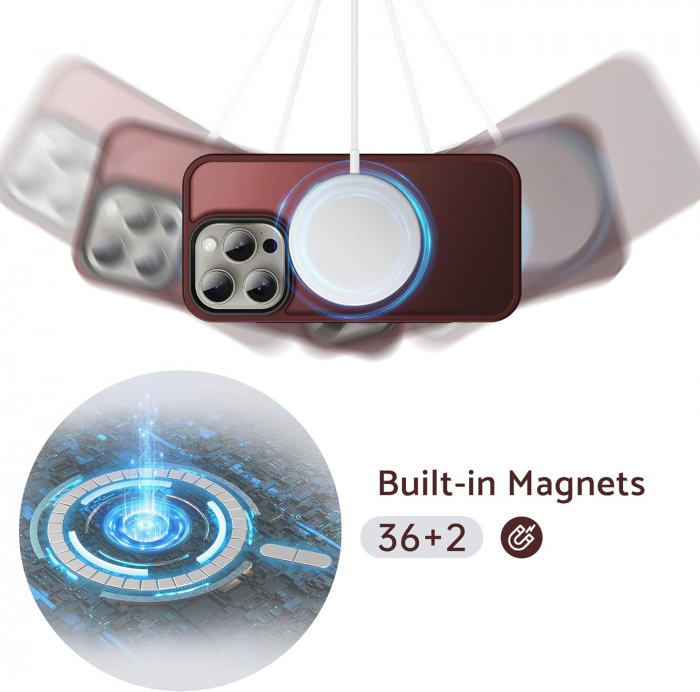 Husă pentru IPhone 15 PRO, MagSafe, ultra slim, Antișoc, Wine Red [5]