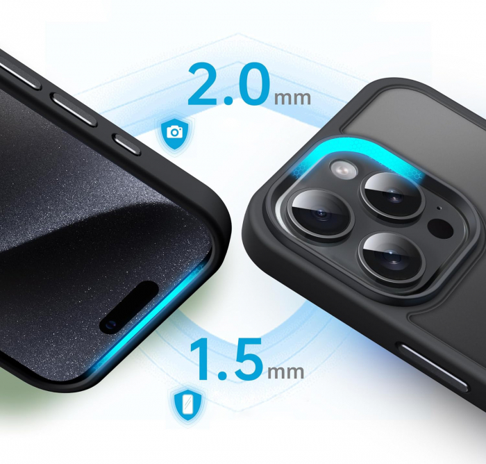 Husă pentru IPhone 15 PRO MAX, MagSafe, ultra slim, Antișoc, Negru [2]