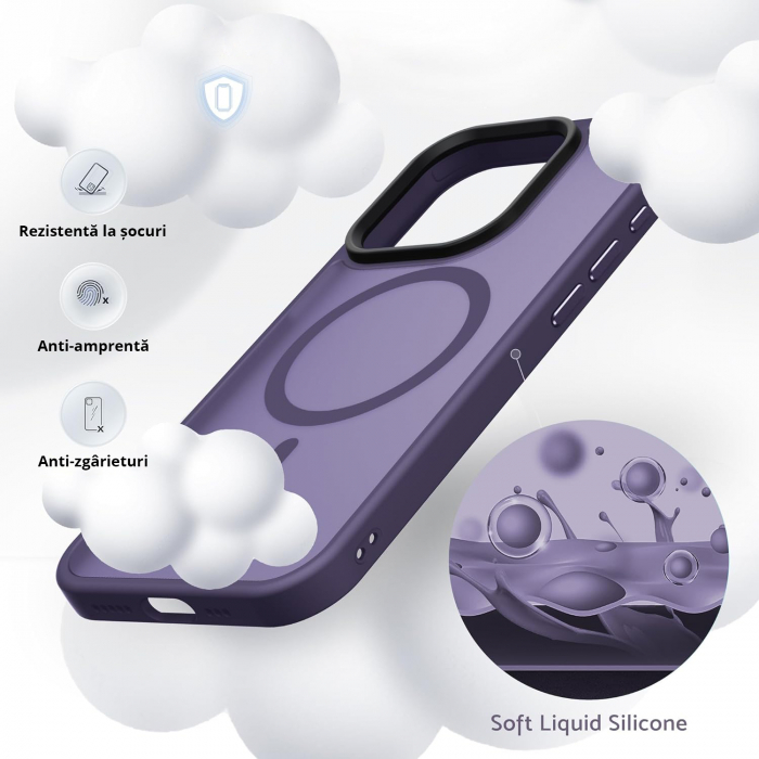 Husă pentru IPhone 15 PRO MAX, MagSafe, ultra slim, Antișoc, Purple [6]