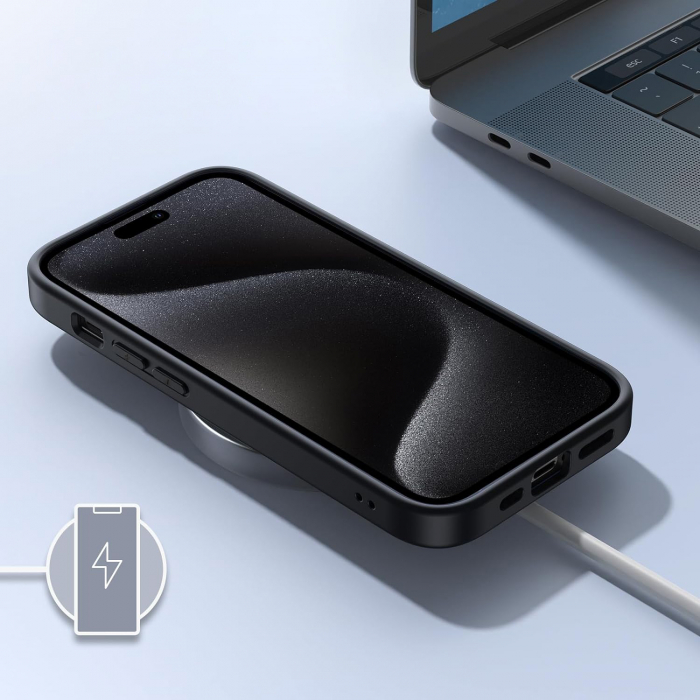 Husă pentru iPhone 15 PRO MAX, ultra slim, Antișoc, hardcase, Negru [5]