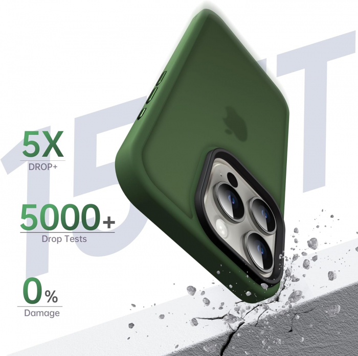 Husă pentru iPhone 15 PRO MAX, ultra slim, Antișoc, Verde [2]