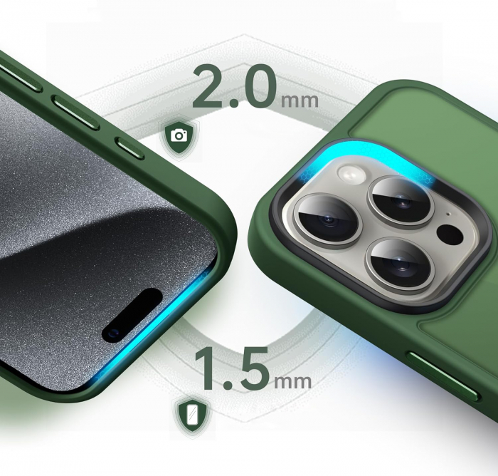 Husă pentru iPhone 15 PRO MAX, ultra slim, Antișoc, Verde [3]