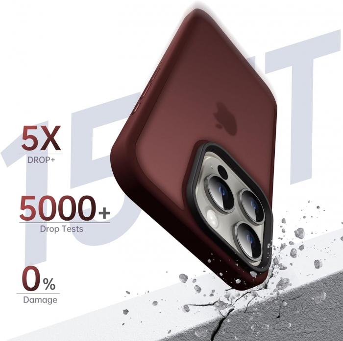 Husă pentru iPhone 15 PRO MAX, ultra slim, Antișoc, Wine Red [2]
