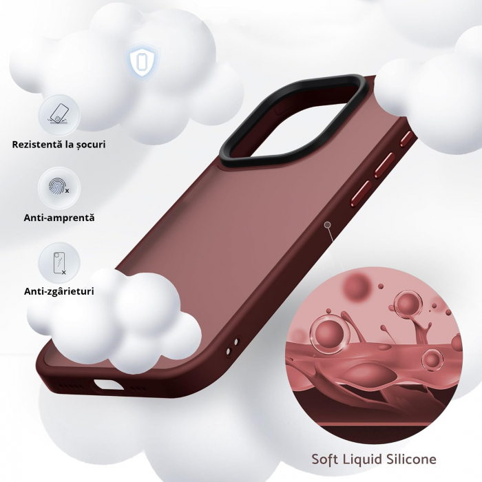 Husă pentru iPhone 15 PRO MAX, ultra slim, Antișoc, Wine Red [6]