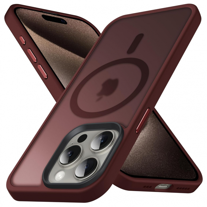 Husă pentru IPhone 15 PRO MAX, ultra slim, Antișoc, Wine Red [1]