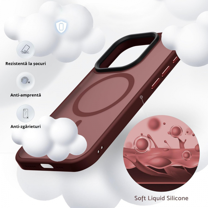 Husă pentru IPhone 15 PRO MAX, ultra slim, Antișoc, Wine Red [6]