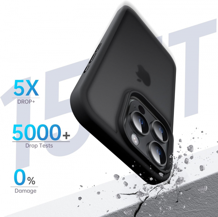 Husă pentru iPhone 15 PRO, ultra slim, Antișoc, Negru [2]