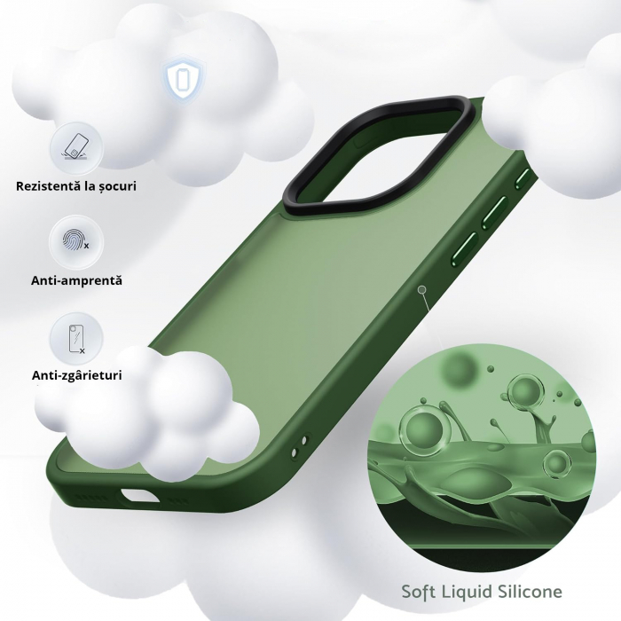 Husă pentru iPhone 15 PRO, ultra slim, Antișoc, Verde [6]