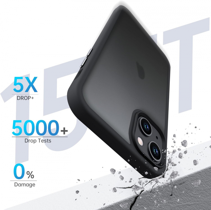 Husă pentru iPhone 15, ultra slim, Antișoc, Negru [2]