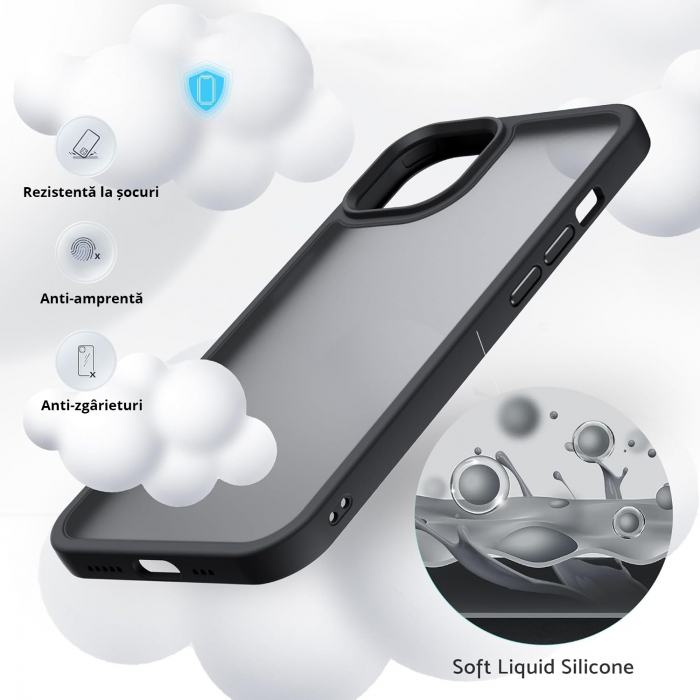 Husă pentru iPhone 15, ultra slim, Antișoc, Negru [6]