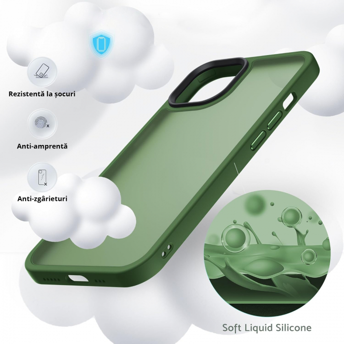 Husă pentru iPhone 15, ultra slim, Antișoc, Verde [6]