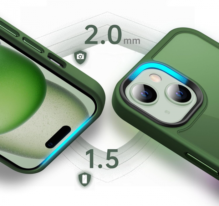 Husă pentru iPhone 15, ultra slim, Antișoc, Verde [3]