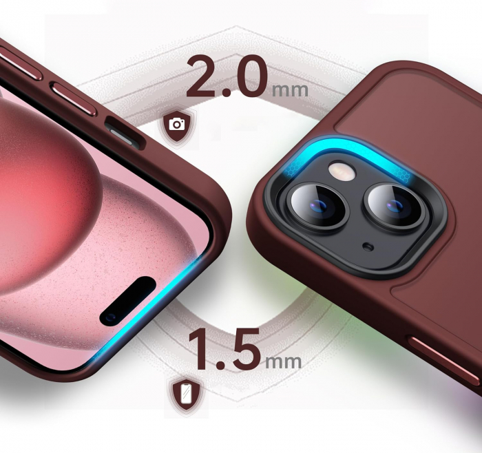 Husă pentru iPhone 15, ultra slim, Antișoc, Wine Red [3]
