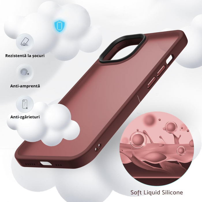 Husă pentru iPhone 15, ultra slim, Antișoc, Wine Red [6]