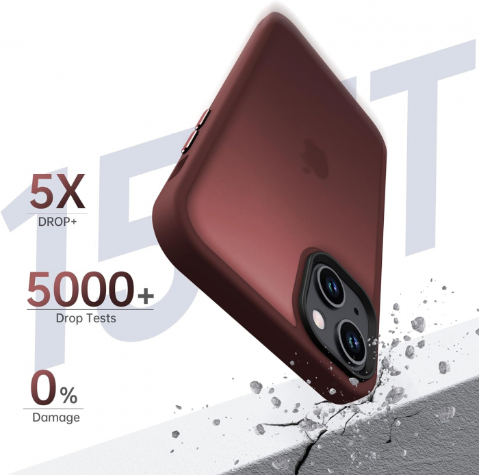 Husă pentru iPhone 15, ultra slim, Antișoc, Wine Red [2]