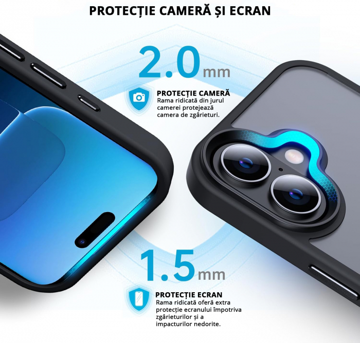 Husă pentru IPhone 16, MagSafe, ultra slim, Antișoc, Negru [2]