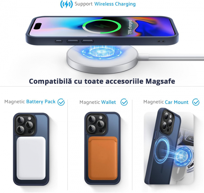 Husă iPhone 16 Pro Max MagSafe ultra slim antișoc bleumarin [5]