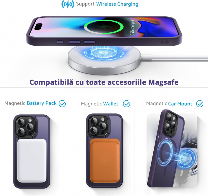 Husă iPhone 16 Pro Max MagSafe ultra slim antișoc mov [5]