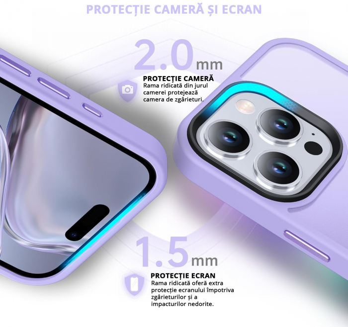 Husă pentru iPhone 16 PRO MAX, ultra slim, Antișoc, Light Purple [2]