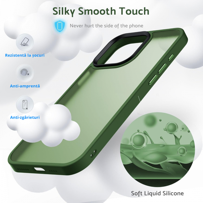Husă pentru iPhone 16 PRO MAX, ultra slim, Antișoc, Verde [6]