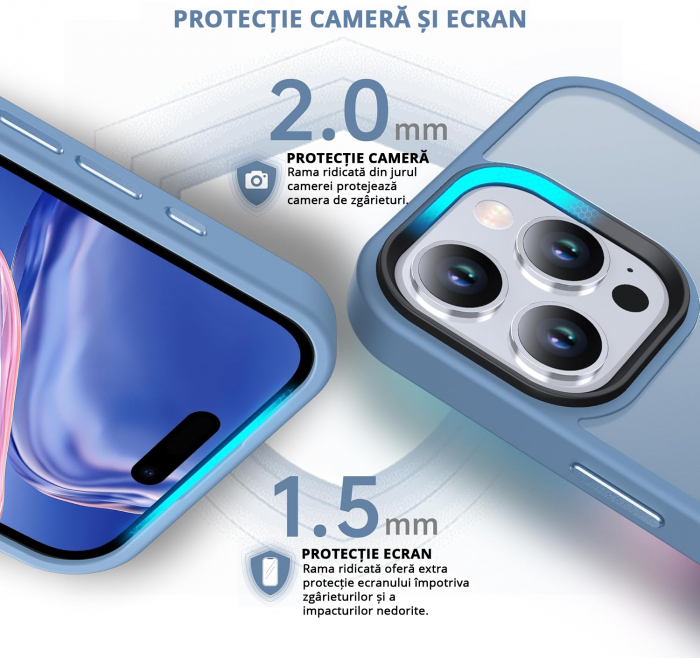 Husă pentru iPhone 16 PRO, ultra slim, Antișoc, Light Blue [2]