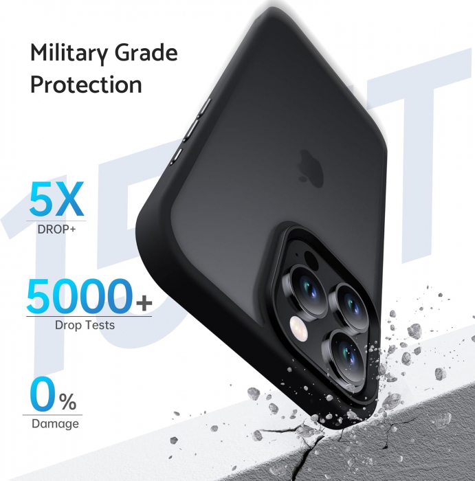 Husă pentru iPhone 16 PRO, ultra slim, Antișoc, Negru [3]