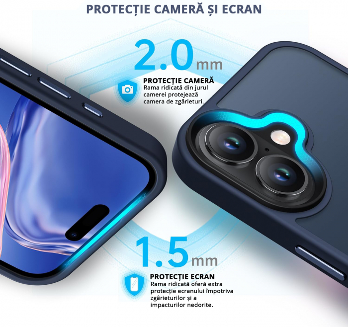 Husă pentru iPhone 16, ultra slim, Antișoc, Blue [2]