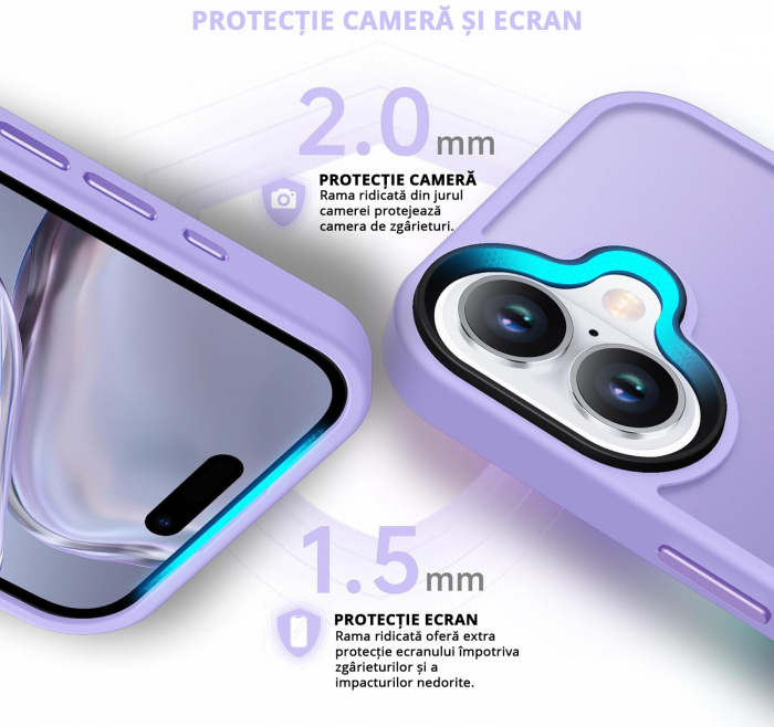 Husă pentru iPhone 16, ultra slim, Antișoc, Light Purple [2]