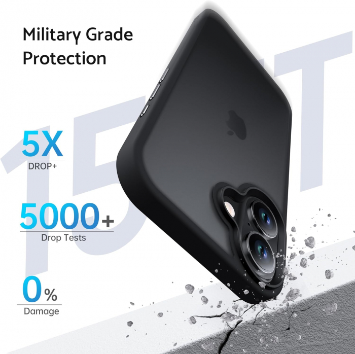 Husă pentru iPhone 16, ultra slim, Antișoc, Negru [3]