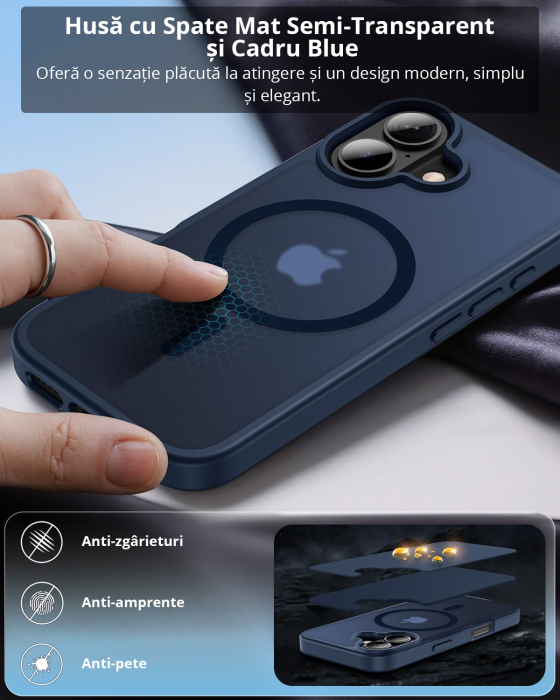 Husă pentru IPhone 17, MagSafe, ultra slim, Antișoc, Blue [6]