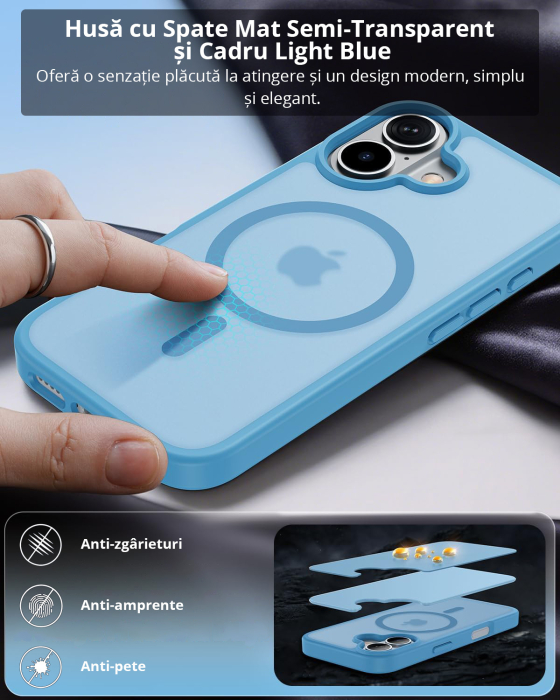 Husă pentru IPhone 17, MagSafe, ultra slim, Antișoc, Light Blue [6]