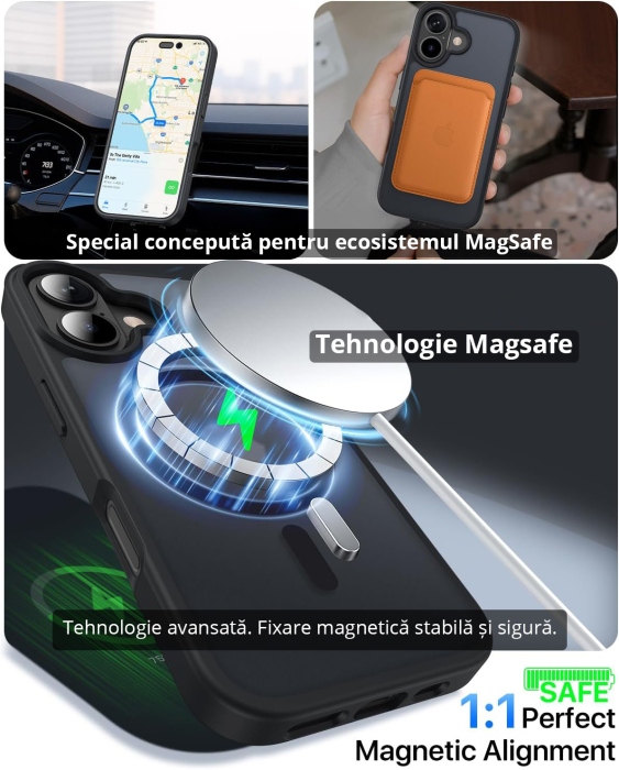 Husă pentru IPhone 17, MagSafe, ultra slim, Antișoc, Negru [5]
